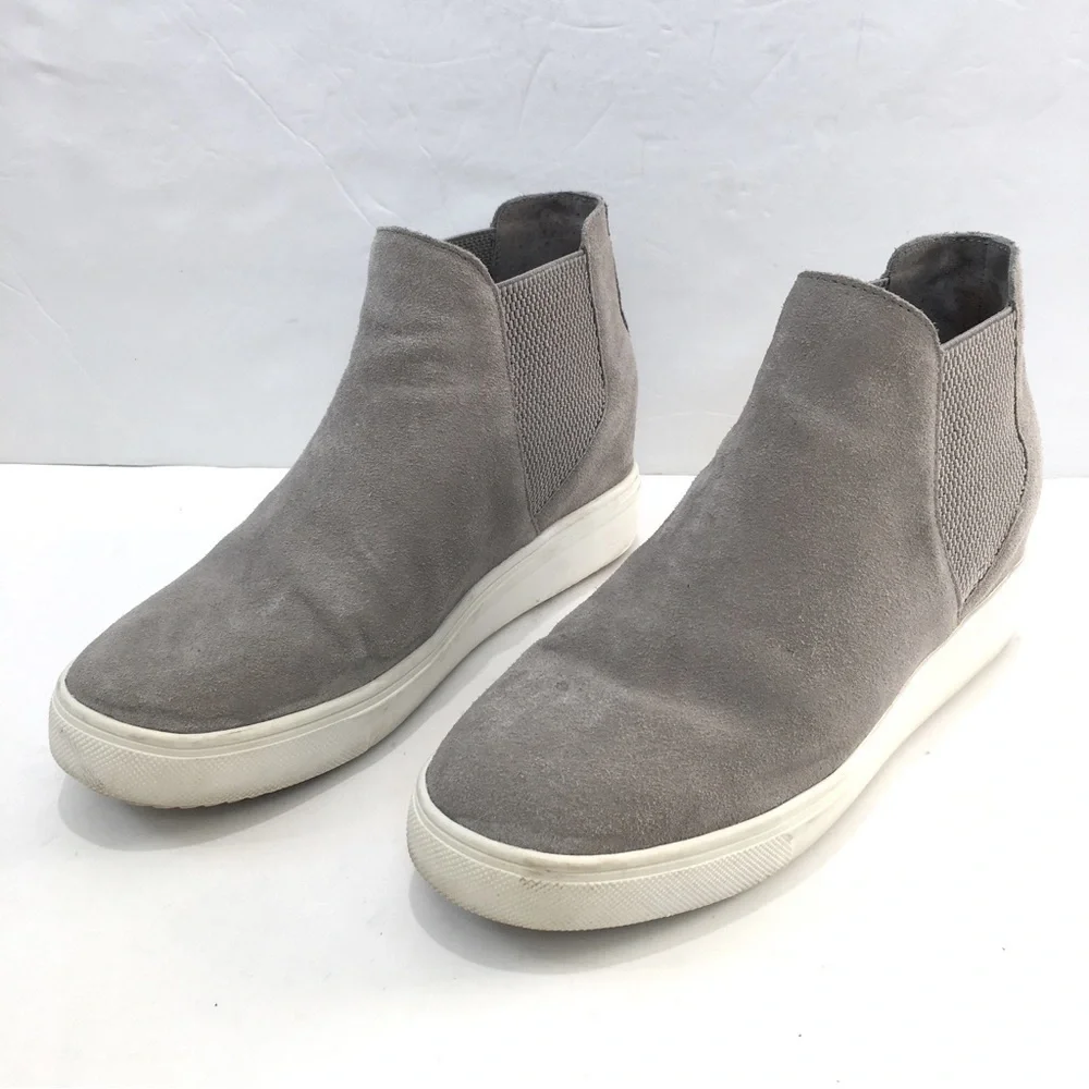 Steve Madden Sultan Gray Suede Leather slip on Chelsea platform Wedge Sneakers